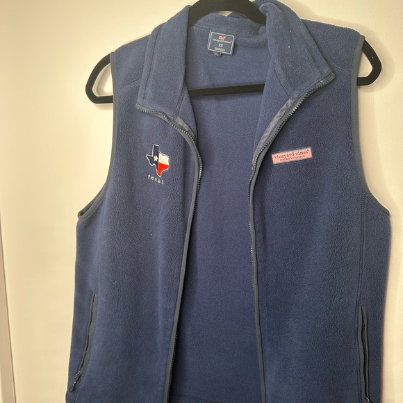 Vineyard Vines Harbor Fleece Vest Mens XS Texas State Navy Blue Full Zip - Picture 7 of 7